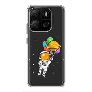 Силіконовый Чохол з принтом "Космонавти" на Tecno Pop 7 Pro (Космонавт з кульками)