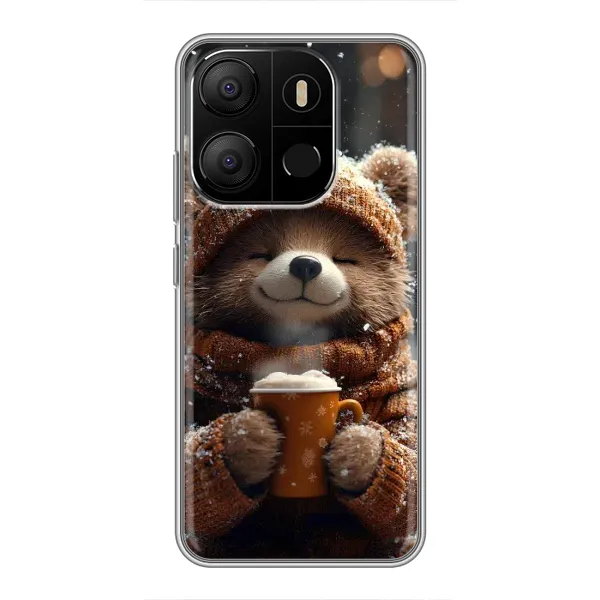 Чехол с рисунком «Медвежонок с кофе» для TECNO Pop 7 Pro Чехол с рисунком «Медвежонок с кофе» для TECNO Pop 7 Pro
