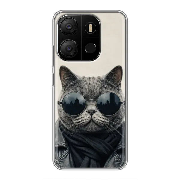 Чехол с рисунком «Модный кот» для TECNO Pop 7 Pro Чехол с рисунком «Модный кот» для TECNO Pop 7 Pro
