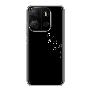 Чохол з картинками на чорному фоні для Tecno Pop 7 Pro (Ноти)