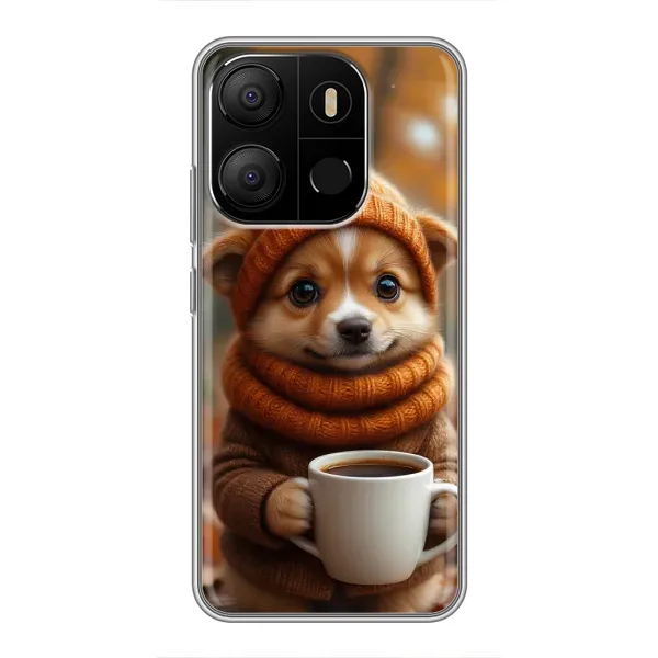 Чехол с рисунком «Собачка с кофе» для TECNO Pop 7 Pro Чехол с рисунком «Собачка с кофе» для TECNO Pop 7 Pro