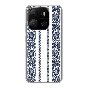 Силіконовый Чохол на Tecno Pop 7 Pro з картинкой Вишиванки (Синя вишиванка)
