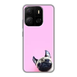 Бампер для Tecno Pop 7 Pro з картинкою "Песики" (Собака на рожевому)