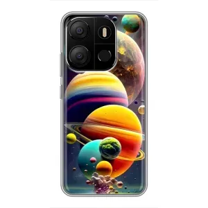 Чехол (ТПУ) с планетами на Tecno Pop 7 Pro (Солнечна система)