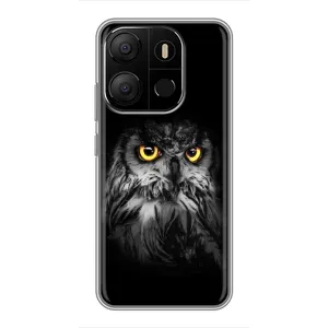 Чехлы с принтом СОВЫ для Tecno Pop 7 Pro (Сова на чёрном)