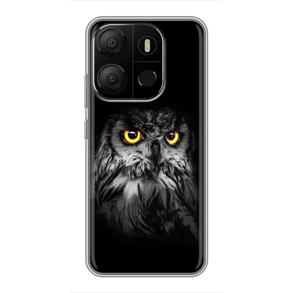 Чехол с рисунком «Сова на чёрном» для TECNO Pop 7 Pro Чехол с рисунком «Сова на чёрном» для TECNO Pop 7 Pro