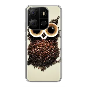 Чехлы с принтом СОВЫ для Tecno Pop 7 Pro (Сова с зерен кофе)