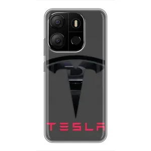 Силіконовий бампер з картинкою машини на Tecno Pop 7 Pro (Logo TESLA)