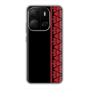 Силіконовый Чохол на Tecno Pop 7 Pro з картинкой Вишиванки (Вишиванка на чорному)