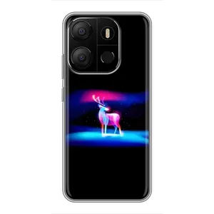 Силиконовый бампер с картинкой животных для Tecno Pop 7 Pro (Яркий олень)