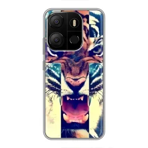 Чехлы с изображением разных животных для Tecno Pop 7 Pro (Яркий Тигр)