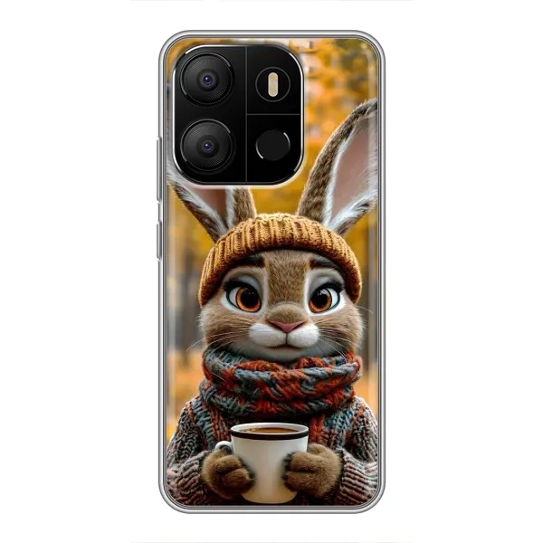 Чехол с рисунком «Зайчик с кофе» для TECNO Pop 7 Pro Чехол с рисунком «Зайчик с кофе» для TECNO Pop 7 Pro