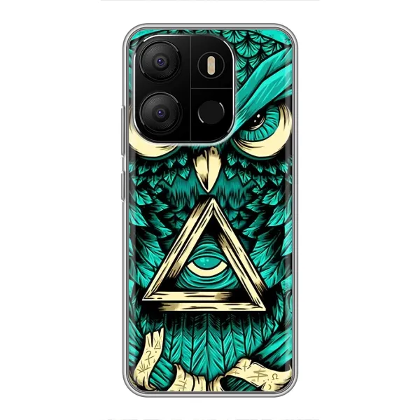 Чехол с рисунком «Зеленая сова» для TECNO Pop 7 Pro Чехол с рисунком «Зеленая сова» для TECNO Pop 7 Pro