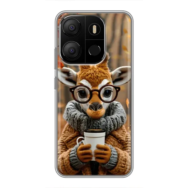 Чехол с рисунком «Жираф с кофе» для TECNO Pop 7 Pro Чехол с рисунком «Жираф с кофе» для TECNO Pop 7 Pro