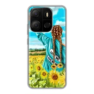 Чехол Стильные девушки на Tecno Pop 7 (Девушка на поле)