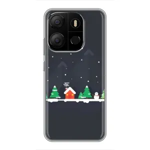 Силиконовый бампер на рождество для Tecno Pop 7 (Город зимний)