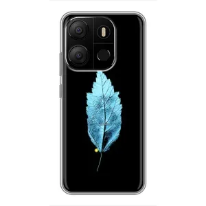 Чохол з картинками на чорному фоні для Tecno Pop 7 (Листя)