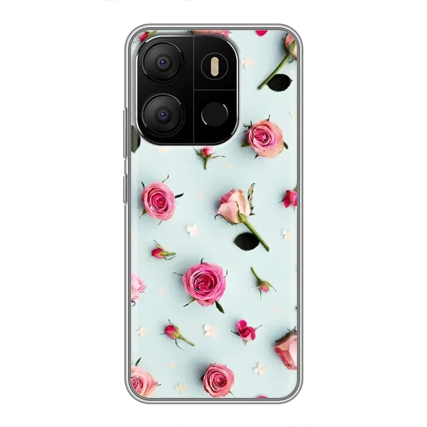Чехол с рисунком «Разные цветы» для TECNO Pop 7