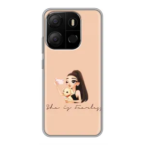 Силиконовый Чехол на Tecno Pop 7 с картинкой Стильных Девушек (С собакой)