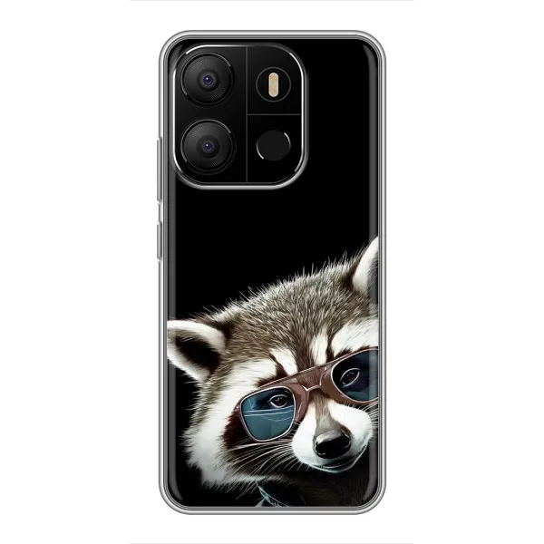 Чехол с рисунком «Стильный Енот» для TECNO Pop 7