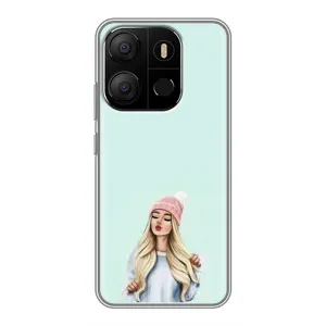 Силиконовый Чехол на Tecno Pop 7 с картинкой Стильных Девушек (В шапке)