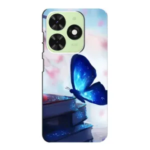 Силиконовый бампер с картинкой животных для Tecno Pop 8 (Бабочка синяя)