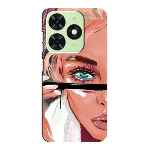 Силиконовый Чехол на Tecno Pop 8 с картинкой Стильных Девушек (Девушка и ресницы)