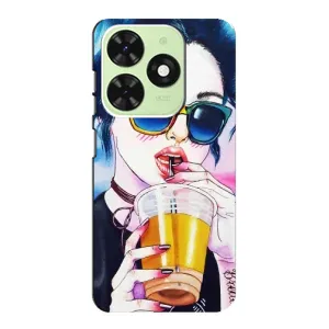 Чехол с картинкой Модные Девчонки Tecno Pop 8 (Девушка с коктейлем)
