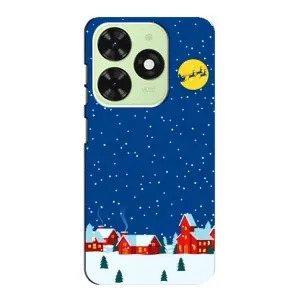 Силиконовый бампер на рождество для Tecno Pop 8 (Город в снегу)