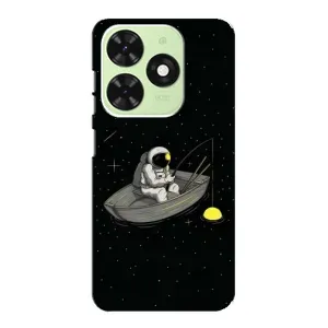 Силиконовый Чехол с принтом "Космонавты" на Tecno Pop 8 (Космонавт на рыбалке)