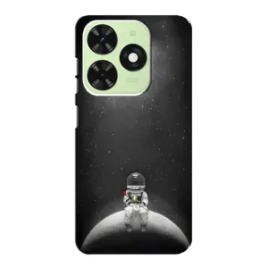Силиконовый Чехол с принтом "Космонавты" на Tecno Pop 8 (Космонавт романтик)