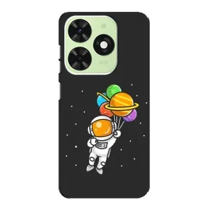 Силиконовый Чехол с принтом "Космонавты" на Tecno Pop 8 (Космонавт с шариками)