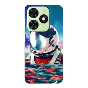 Силиконовый Чехол с принтом "Космонавты" на Tecno Pop 8 (Космонавт в воде)