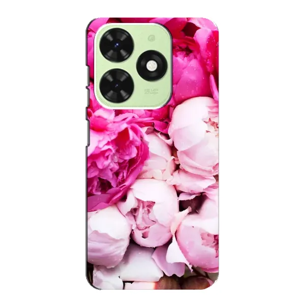 Чехол с рисунком «Пионы» для TECNO Pop 8