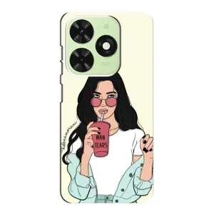 Силиконовый Чехол на Tecno Pop 8 с картинкой Стильных Девушек (С напитком)