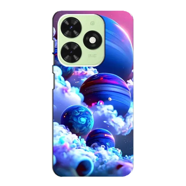 Чехол с рисунком «Синие планеты» для TECNO Pop 8