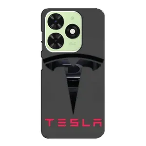 Силиконовый бампер с картинкой машины на Tecno Pop 8 (Logo TESLA)