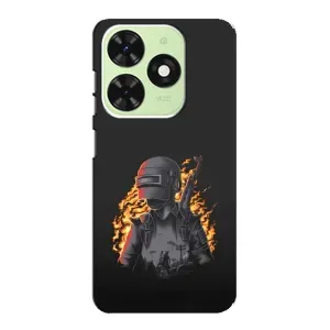 Силиконовый чехол с картинкой "Герой Pubg" на Tecno Pop 8 (В огне)