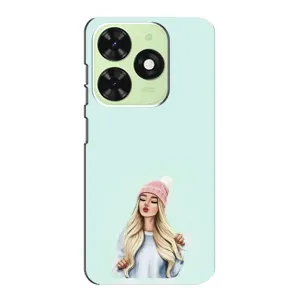 Силиконовый Чехол на Tecno Pop 8 с картинкой Стильных Девушек (В шапке)