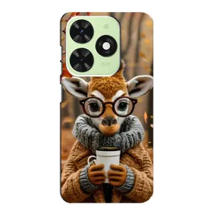 Печатный чехол «Зверята с кофе» для Tecno Pop 8 (Жираф с кофе)