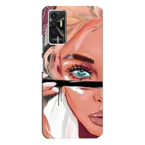 Силиконовый Чехол на TECNO Pova-2 (LE7n) с картинкой Стильных Девушек (Девушка и ресницы)