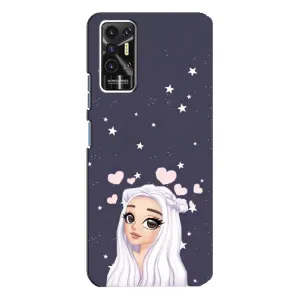 Чехол Стильные девушки на TECNO Pova-2 (LE7n) (Девушка и сердечки)