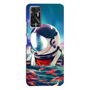 Силиконовый Чехол с принтом "Космонавты" на TECNO Pova-2 (LE7n) (Космонавт в воде)