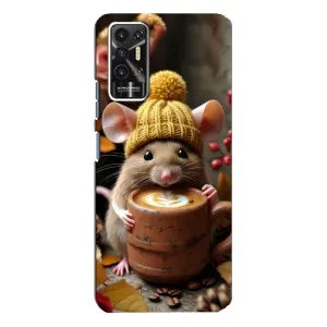 Печатный чехол «Зверята с кофе» для TECNO Pova 2 (LE7n) (Мышка с кофе)