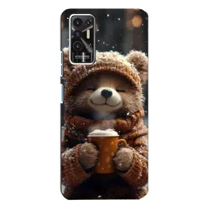 Печатный чехол «Зверята с кофе» для TECNO Pova 2 (LE7n) (Медвежонок с кофе)