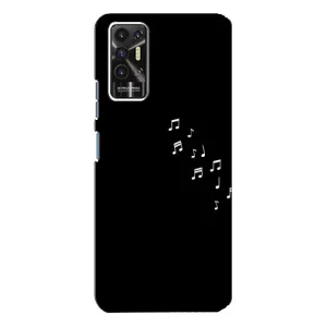 Чехол с картинками на черном фоне для TECNO Pova-2 (LE7n) (Ноты)