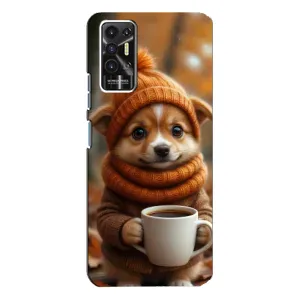 Печатный чехол «Зверята с кофе» для TECNO Pova 2 (LE7n) (Собачка с кофе)