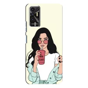 Силиконовый Чехол на TECNO Pova-2 (LE7n) с картинкой Стильных Девушек (С напитком)