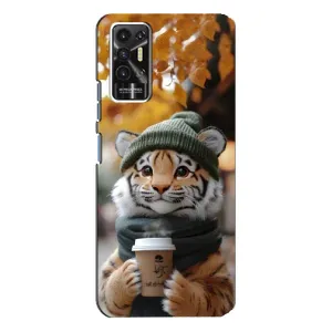 Печатный чехол «Зверята с кофе» для TECNO Pova 2 (LE7n) (Тигр с кофе)