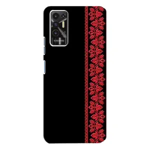 Силиконовый Чехол на TECNO Pova-2 (LE7n) с картинкой Вышиванки (Вышиванка на черном)